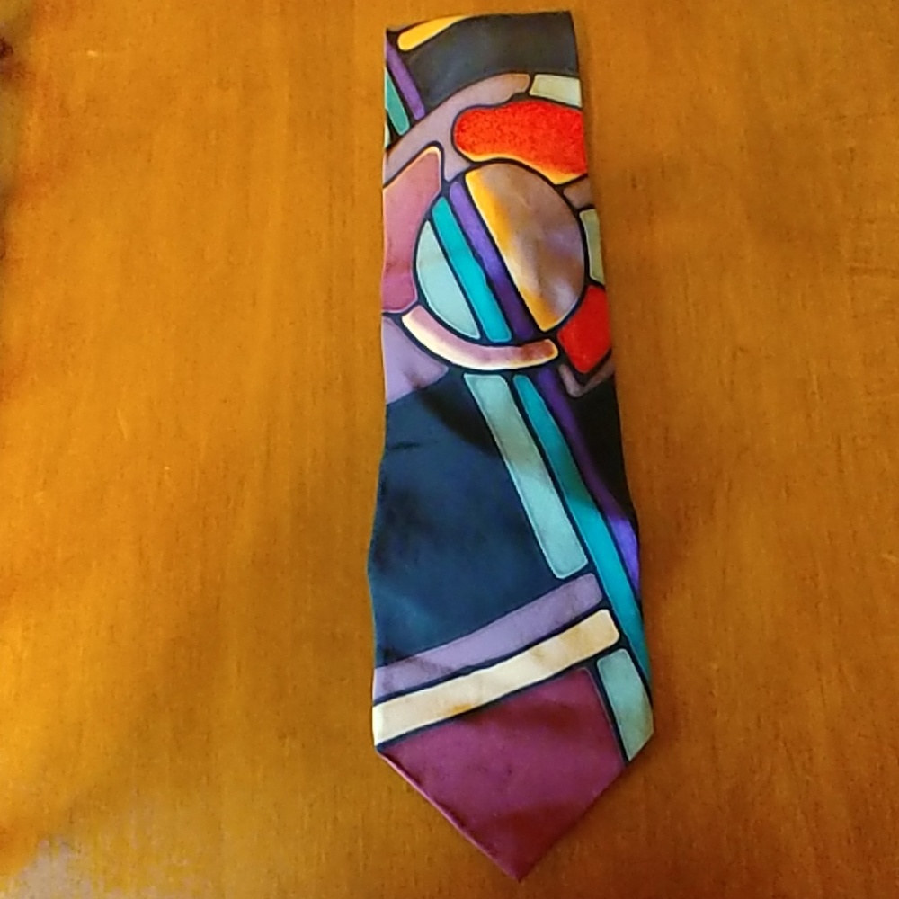 Robert Daskai Hand Painted Silk Tie